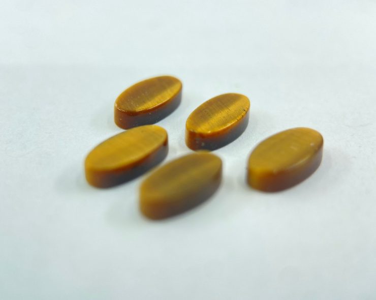 50 Pieces of Golden Tiger Eye Flat Straight Edge (German Cut) Oval Shape Loose Gemstones in 9.5x5mm for Jewellery Making