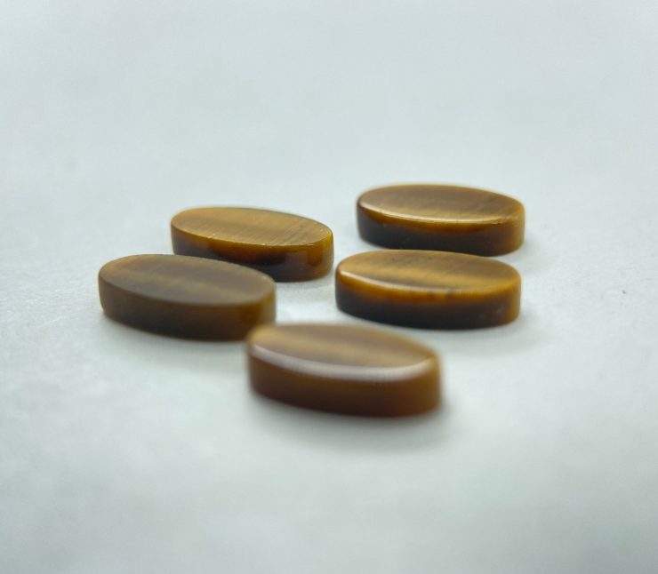 50 Pieces of Golden Tiger Eye Flat Straight Edge (German Cut) Oval Shape Loose Gemstones in 9.5x5mm for Jewellery Making