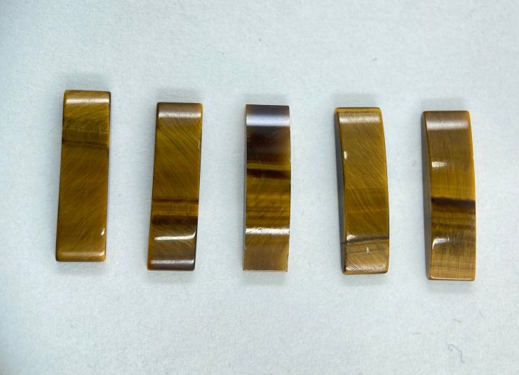 50 Pieces of Golden Tiger Eye 'Rectangular D Shape' Loose Gemstones in 15x4mm for Jewellery Making