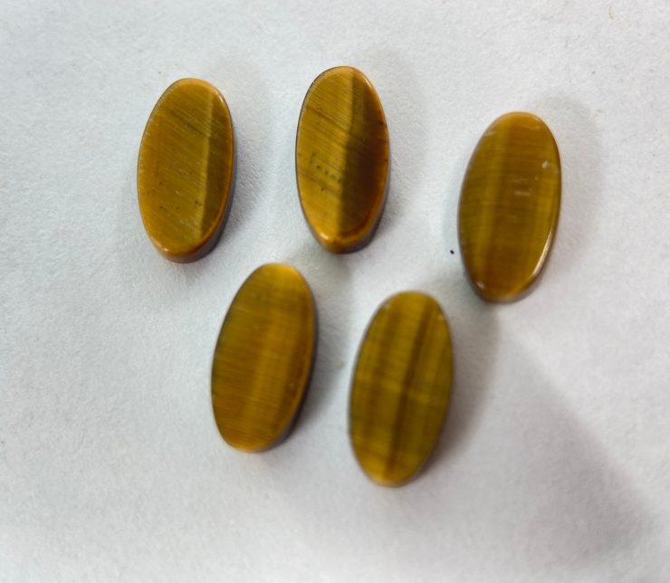 50 Pieces of Golden Tiger Eye Flat Straight Edge (German Cut) Oval Shape Loose Gemstones in 9.5x5mm for Jewellery Making