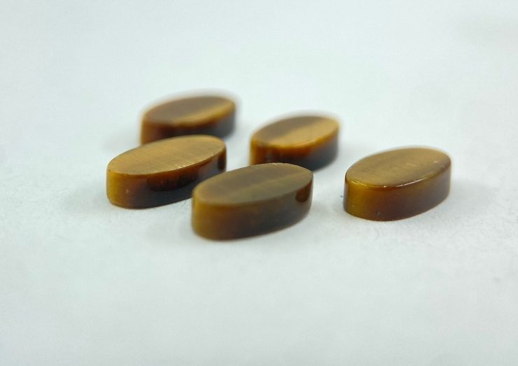 50 Pieces of Golden Tiger Eye Flat Straight Edge (German Cut) Oval Shape Loose Gemstones in 9.5x5mm for Jewellery Making