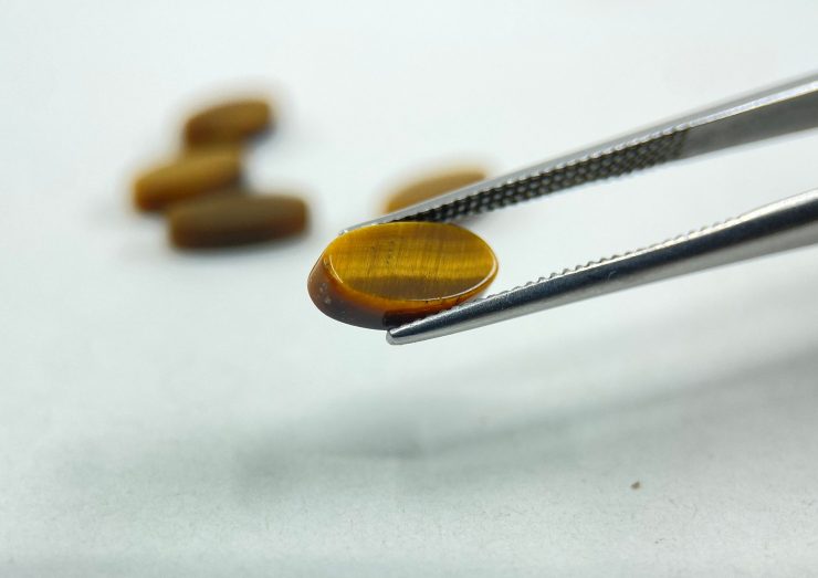 50 Pieces of Golden Tiger Eye Flat Straight Edge (German Cut) Oval Shape Loose Gemstones in 9.5x5mm for Jewellery Making