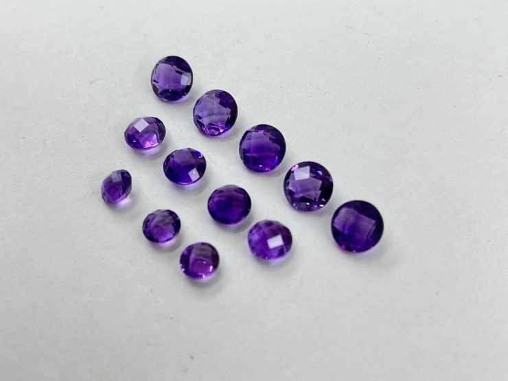 il fullxfull.4828734490 el3y scaled 10 Pieces of African Amethyst Double Sided Faceted Checkerboard Round Shape Loose Gemstones in 6mm, 7mm & 8mm for Jewellery Making