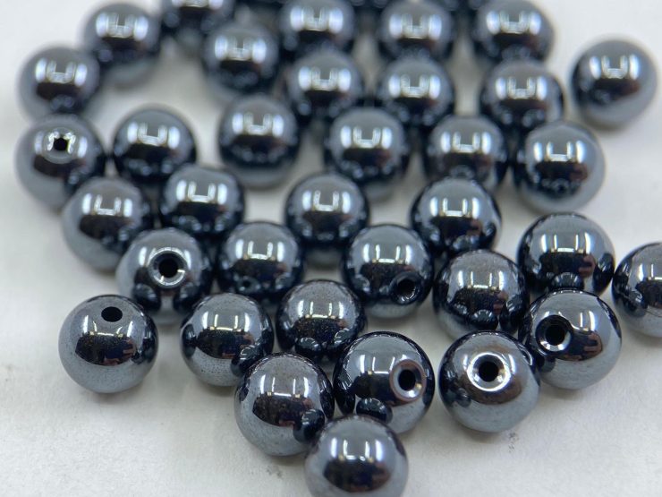 100 Pieces of Hematite Half Drilled Loose Beads in 5mm and 6mm for Jewellery Making