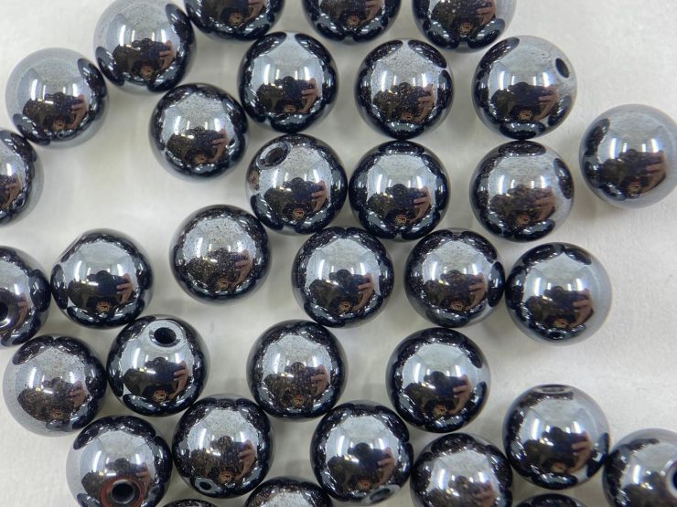 100 Pieces of Hematite Half Drilled Loose Beads in 5mm and 6mm for Jewellery Making