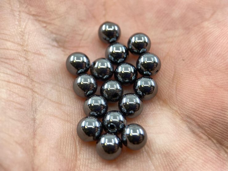 100 Pieces of Hematite Half Drilled Loose Beads in 5mm and 6mm for Jewellery Making