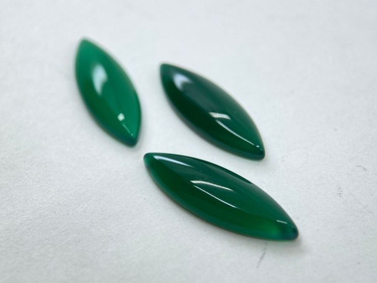 Green Agate Cabochon Marquise Shape Gemstones in 25x10mm for Jewellery Making