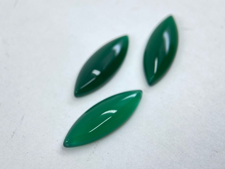 Green Agate Cabochon Marquise Shape Gemstones in 25x10mm for Jewellery Making