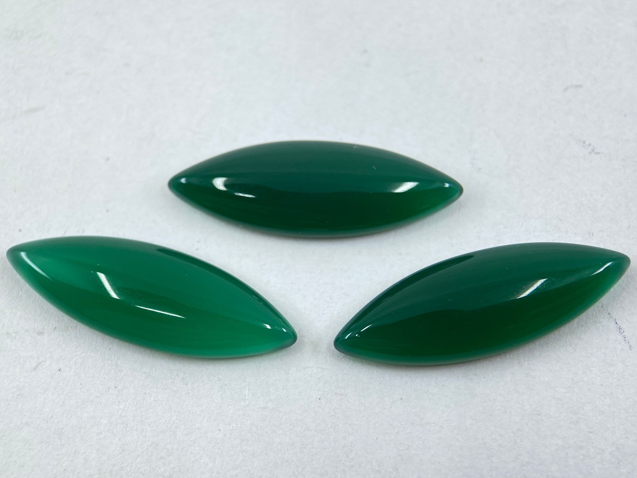 Green Agate Cabochon Marquise Shape Gemstones in 25x10mm for Jewellery Making