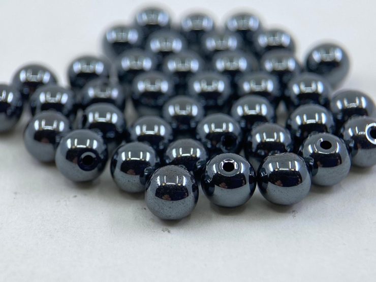 100 Pieces of Hematite Half Drilled Loose Beads in 5mm and 6mm for Jewellery Making