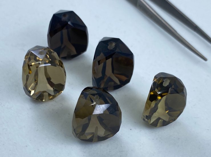 il fullxfull.5510439266 3dyn scaled Smoky Quartz Faceted Side Drilled Three-Sided Swivel Loose Gemstones in 14x10mm, 18x13mm, 20x15mm, 22x16mm & 25x18mm for Jewellery Making