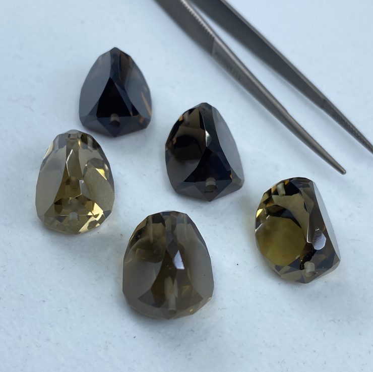 il fullxfull.5510439272 r8ns scaled Smoky Quartz Faceted Side Drilled Three-Sided Swivel Loose Gemstones in 14x10mm, 18x13mm, 20x15mm, 22x16mm & 25x18mm for Jewellery Making