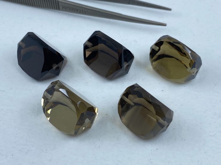 il fullxfull.5510439344 sblk scaled Smoky Quartz Faceted Side Drilled Three-Sided Swivel Loose Gemstones in 14x10mm, 18x13mm, 20x15mm, 22x16mm & 25x18mm for Jewellery Making