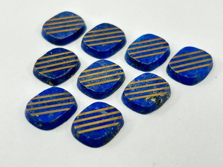 il fullxfull.5526529792 24if scaled Lapis Lazuli (Afghanistan) Antique Shape SBBT Gemstones with 4 Real 9 Carat Gold Stripes in 12x10mm for Jewellery Making