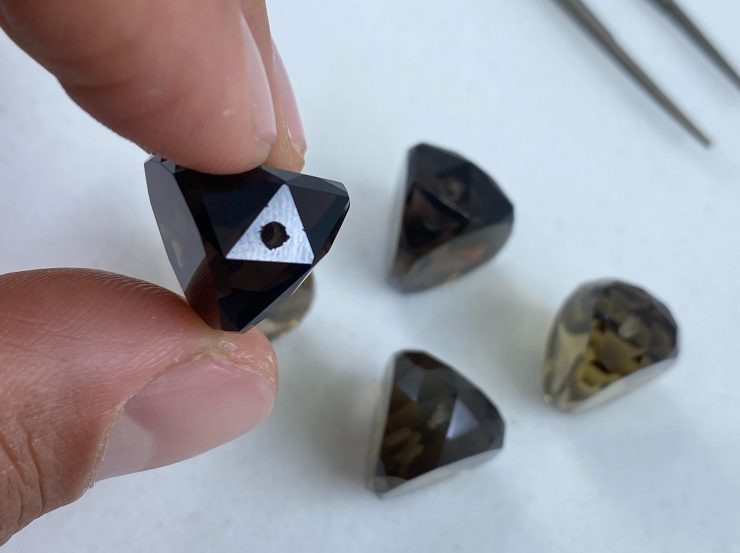 il fullxfull.5558558709 h5d9 scaled Smoky Quartz Faceted Side Drilled Three-Sided Swivel Loose Gemstones in 14x10mm, 18x13mm, 20x15mm, 22x16mm & 25x18mm for Jewellery Making