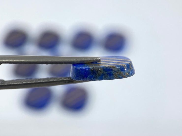 Lapis Lazuli (Afghanistan) Antique Shape SBBT Gemstones with 4 Real 9 Carat Gold Stripes in 12x10mm for Jewellery Making