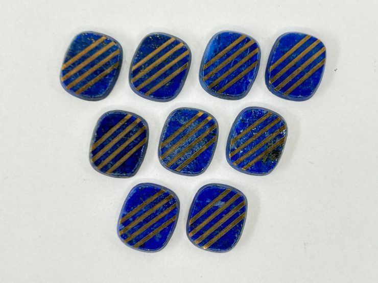 il fullxfull.5574643501 cqm1 scaled Lapis Lazuli (Afghanistan) Antique Shape SBBT Gemstones with 4 Real 9 Carat Gold Stripes in 12x10mm for Jewellery Making