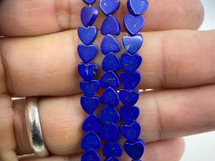 Reconstructed Lapis Lazuli 5mm Heart Shape Beads on 16 inch Temporary Strands for Jewellery Making