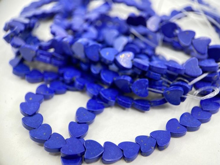 Reconstructed Lapis Lazuli 5mm Heart Shape Beads on 16 inch Temporary Strands for Jewellery Making