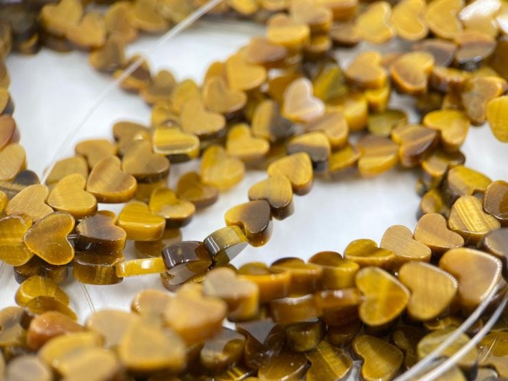 Golden Tiger Eye 5mm Heart Shape Beads on 16 inch Temporary Strands for Jewellery Making