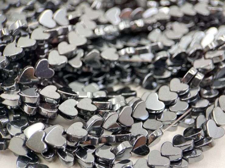 Hematite 5mm Heart Shape Beads on 16 inch Temporary Strands for Jewellery Making