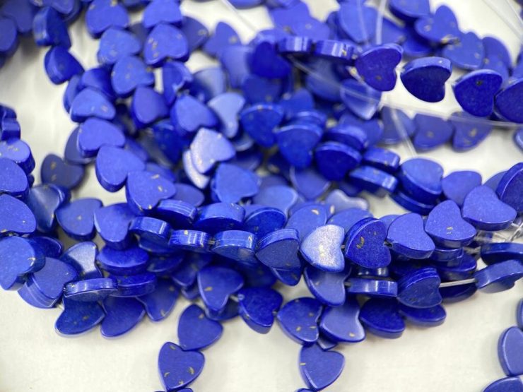 Reconstructed Lapis Lazuli 5mm Heart Shape Beads on 16 inch Temporary Strands for Jewellery Making