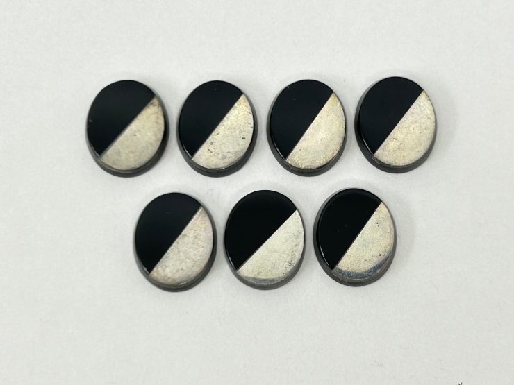 il fullxfull.5612335112 e1g6 scaled Onyx Oval Shape SBBT (Single Bevel Buff Top) with Silver Half Pattern Loose Gemstones in 12x10mm for Jewellery Making