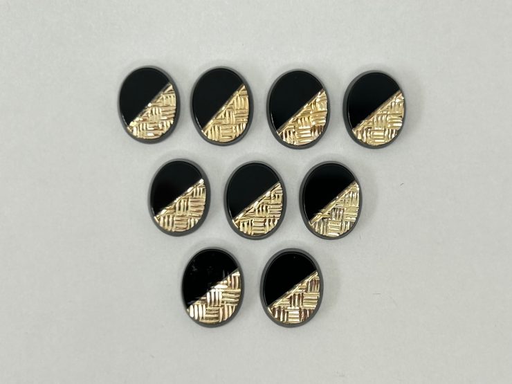 il fullxfull.5612381016 5eek scaled Onyx Oval Shape SBBT (Single Bevel Buff Top) with 9ct Gold Debossed Checker Plate Pattern Loose Gemstones in 10x8mm for Jewellery Making