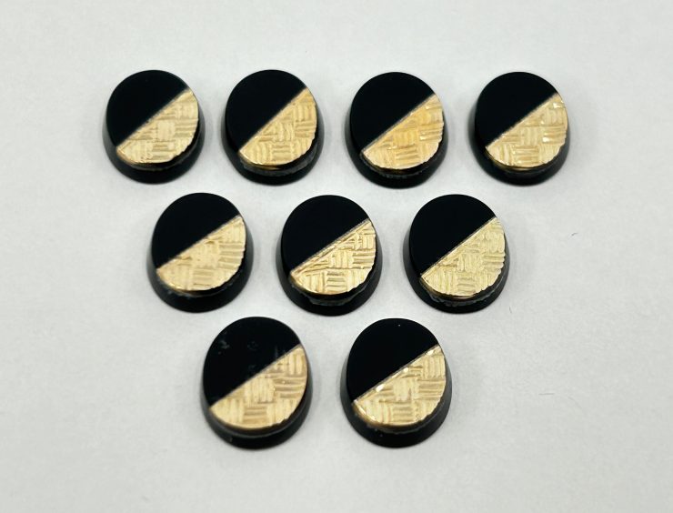 il fullxfull.5612386014 3u86 scaled Onyx Oval Shape SBBT (Single Bevel Buff Top) with 9ct Gold Debossed Checker Plate Pattern Loose Gemstones in 10x8mm for Jewellery Making