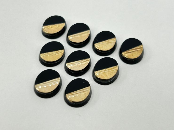 il fullxfull.5612403168 k1x7 scaled Onyx Oval Shape SBBT (Single Bevel Buff Top) with 9ct Gold Debossed Half Stroke Pattern Loose Gemstones in 10x8mm for Jewellery Making