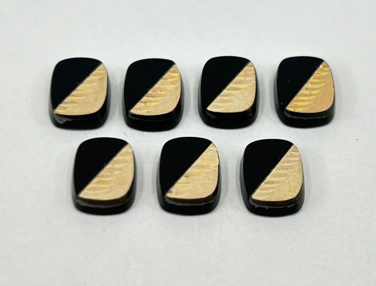 Onyx Antique/Cushion Shape SBBT with 9ct Gold Debossed Half Stroke Pattern Loose Gemstones in 8x6mm for Jewellery Making