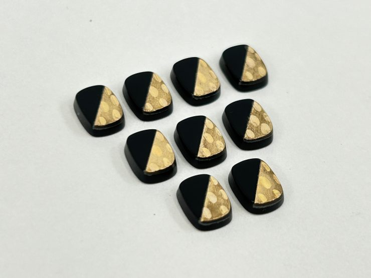 il fullxfull.5660445533 n6hk scaled Onyx Antique/Cushion Shape SBBT (Single Bevel Buff Top) with 9ct Gold Debossed Spotted Pattern Loose Gemstones in 8x6mm for Jewellery Making