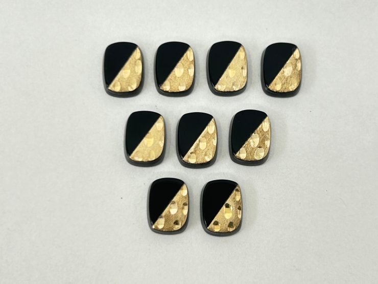 il fullxfull.5660445553 j01f scaled Onyx Antique/Cushion Shape SBBT (Single Bevel Buff Top) with 9ct Gold Debossed Spotted Pattern Loose Gemstones in 8x6mm for Jewellery Making