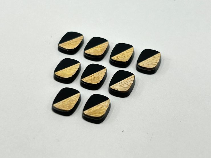 il fullxfull.5660451803 jxvu scaled Onyx Antique/Cushion Shape SBBT (Single Bevel Buff Top) with 9ct Gold Debossed Sunray Pattern Loose Gemstones in 8x6mm for Jewellery Making