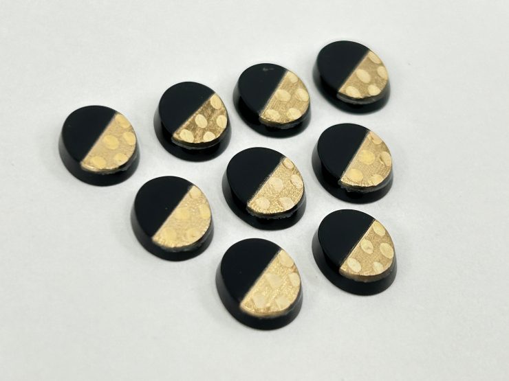 il fullxfull.5660486407 3q0z scaled Onyx Oval Shape SBBT (Single Bevel Buff Top) with 9ct Gold Debossed Dotted Pattern Loose Gemstones in 10x8mm for Jewellery Making