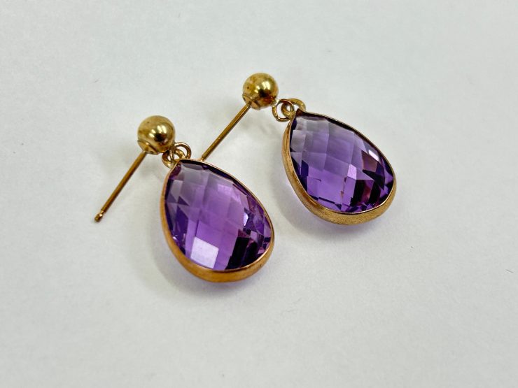 il fullxfull.5684215266 t58t scaled Pair of 9 Carat Gold Brazilian Amethyst Drop Earrings (15x10mm Gemstones)