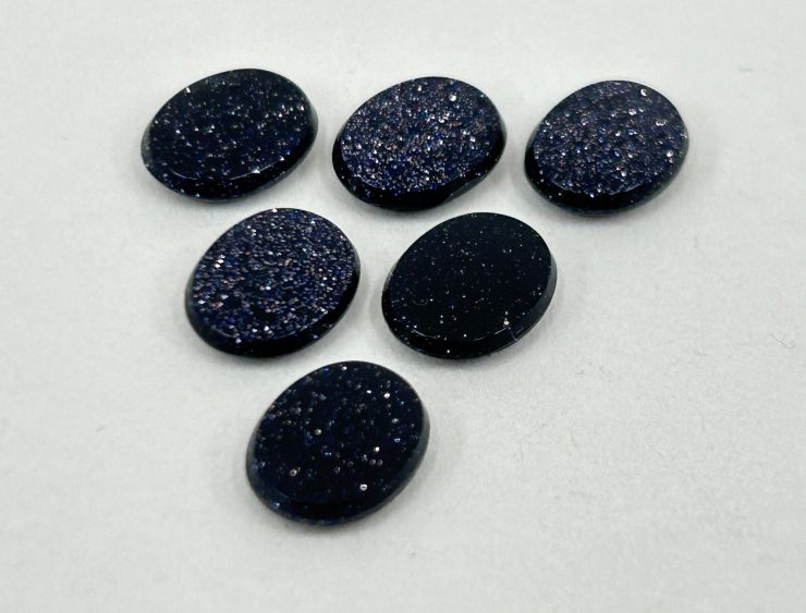 100 Pieces of Blue Goldstone Double Bevel German-Cut Oval Shape Loose Gemstones in 9x7mm for Jewellery Making