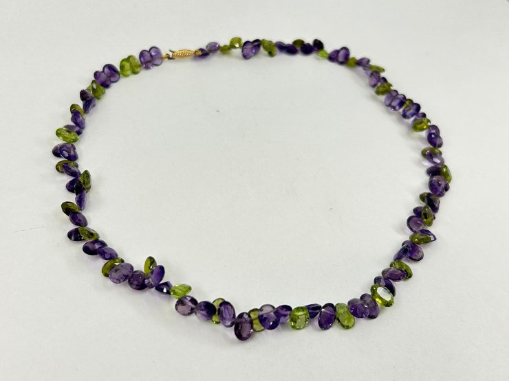 il fullxfull.6025609248 ctq7 scaled 17 Inch Faceted Oval Amethyst & Peridot Beaded Necklace (8x6mm Gemstones) with 9 Carat Gold Fish Hook Clasp