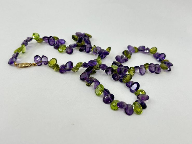 il fullxfull.6025609250 ifid scaled 17 Inch Faceted Oval Amethyst & Peridot Beaded Necklace (8x6mm Gemstones) with 9 Carat Gold Fish Hook Clasp