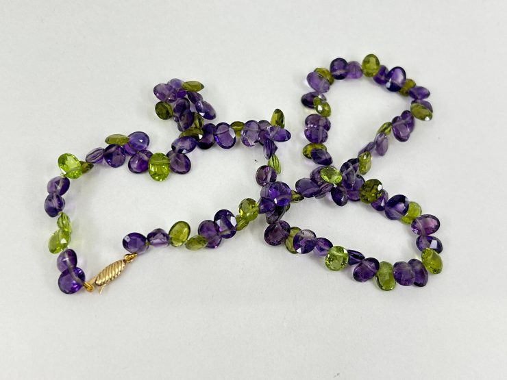 il fullxfull.6025609350 feb4 scaled 17 Inch Faceted Oval Amethyst & Peridot Beaded Necklace (8x6mm Gemstones) with 9 Carat Gold Fish Hook Clasp