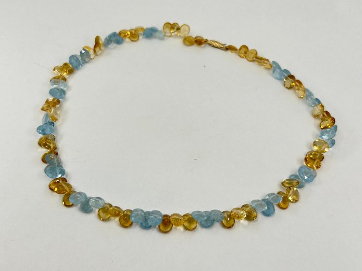 il fullxfull.6025620460 o95r scaled 16 Inch Faceted Oval Mixed Aquamarine & Citrine Beaded Necklace (8x6mm Gemstones) with 9 Carat Gold Fish Hook Clasp