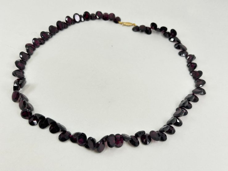 il fullxfull.6025632502 81r6 scaled 17 Inch Faceted Garnet Beaded Necklace (8x6mm Gemstones) with 9 Carat Gold Clasp