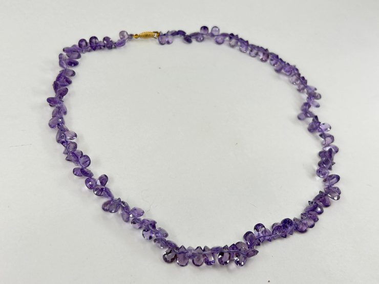 il fullxfull.6025657810 sog6 scaled 17 Inch Faceted Pear Shape Amethyst Beaded Necklace (7x5mm Gemstones) with 9 Carat Gold Clasp