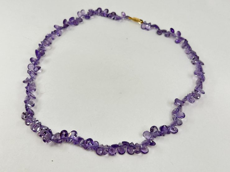 il fullxfull.6025658032 q48w scaled 17 Inch Faceted Pear Shape Amethyst Beaded Necklace (7x5mm Gemstones) with 9 Carat Gold Clasp