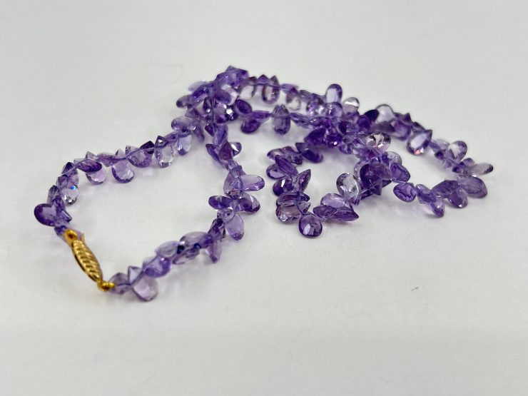 il fullxfull.6025659104 hib9 scaled 17 Inch Faceted Pear Shape Amethyst Beaded Necklace (7x5mm Gemstones) with 9 Carat Gold Clasp