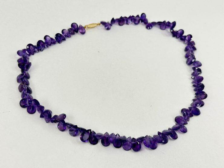 il fullxfull.6025664770 7z80 scaled 16 Inch Faceted Pear Shape Amethyst Beaded Necklace (9x6mm Gemstones) with 9 Carat Gold Clasp