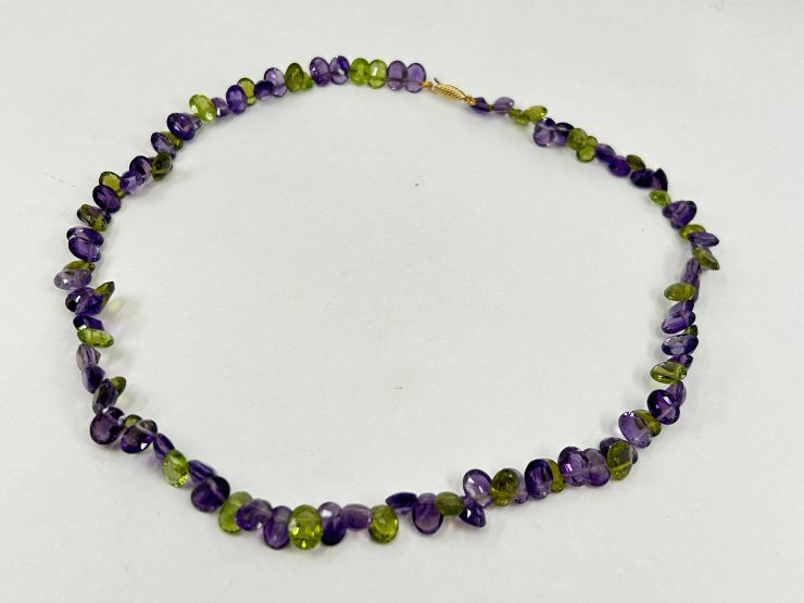 il fullxfull.6073675731 fdxf scaled 17 Inch Faceted Oval Amethyst & Peridot Beaded Necklace (8x6mm Gemstones) with 9 Carat Gold Fish Hook Clasp