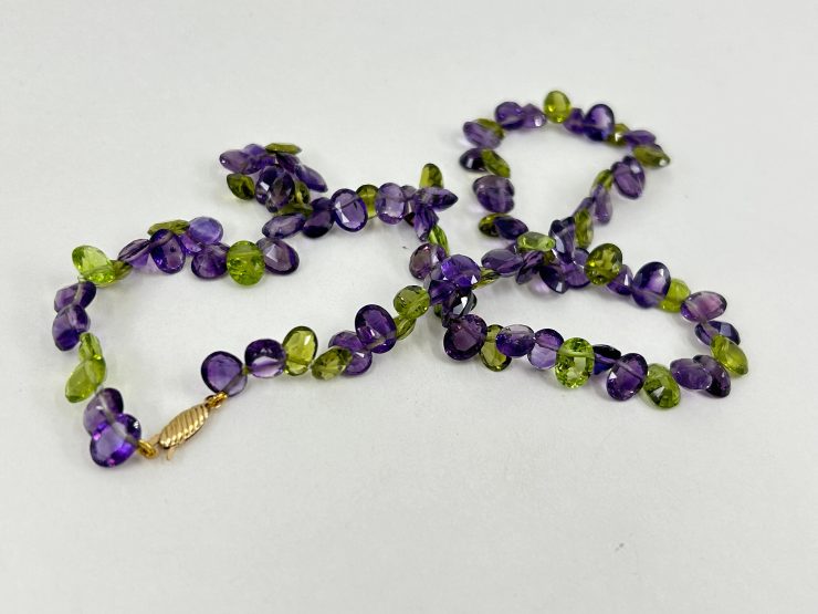 il fullxfull.6073675737 lz2u scaled 17 Inch Faceted Oval Amethyst & Peridot Beaded Necklace (8x6mm Gemstones) with 9 Carat Gold Fish Hook Clasp