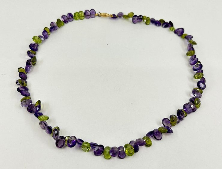 il fullxfull.6073678837 mqs6 scaled 17 Inch Faceted Oval Amethyst & Peridot Beaded Necklace (8x6mm Gemstones) with 9 Carat Gold Fish Hook Clasp