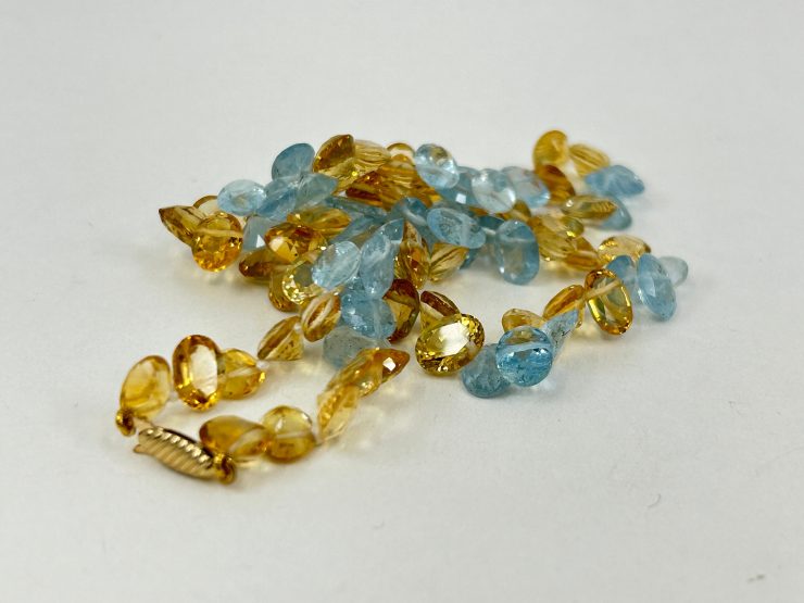 il fullxfull.6073687747 fux8 scaled 16 Inch Faceted Oval Mixed Aquamarine & Citrine Beaded Necklace (8x6mm Gemstones) with 9 Carat Gold Fish Hook Clasp